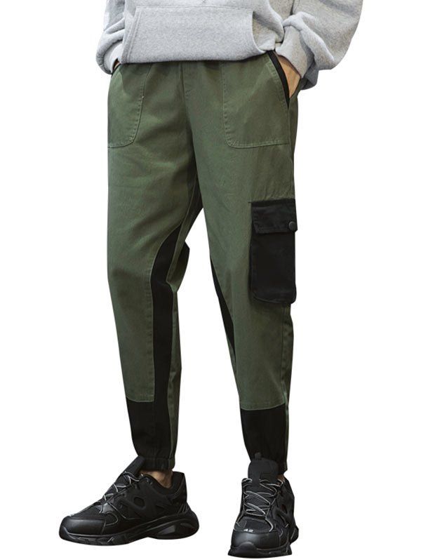 Pantalon de jogging de poche décontracté avec cordon de serrage - Vert Armée XS