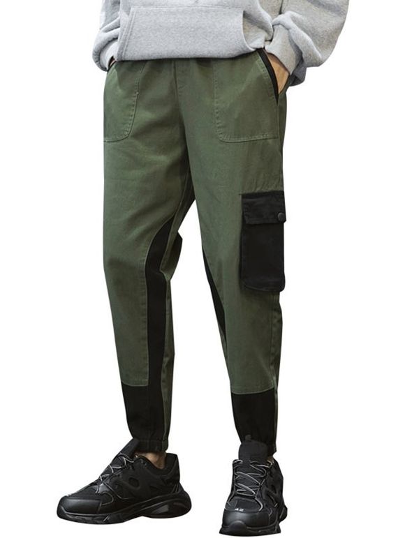 Pantalon de jogging de poche décontracté avec cordon de serrage - Vert Armée M