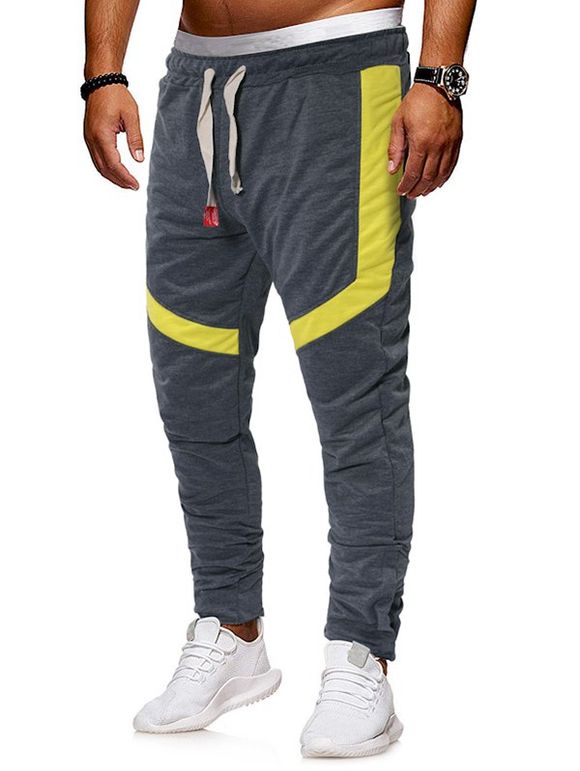 Pantalon de Sport Droit Elastique Zippé à Cordon - Gris L
