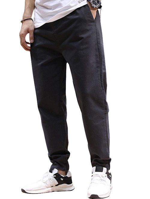 Pantalon de jogging à taille haute avec cordon de serrage - Cendre gris M