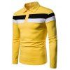 Chemise Rayée Boutonnée Contrastée à Manches Longues - Jaune XL