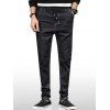 Jeans en denim avec poches zippées et cordon de serrage - Noir 34