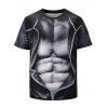 T-shirt 3D Muscle et Fausse Veste Imprimé à Manches Courtes - Gris Ardoise Foncé M