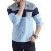 Chemise en Blocs de Couleurs à Manches Longues avec Poche Poitrine - Bleu clair M