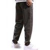Drawstring Patched High Waisted Joggers Pants - COFFEE L