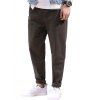 Drawstring Patched High Waisted Joggers Pants - COFFEE L