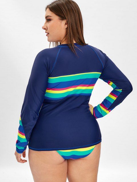 41 Off 2019 Plus Size Padded Rainbow Stripe Surf Bathing Suit In
