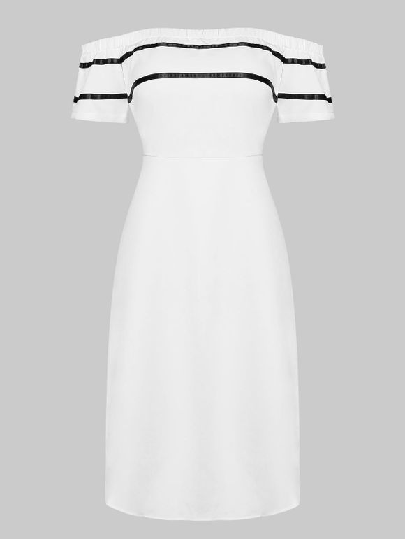 Robe bicolore à épaules dénudées - Blanc 2XL