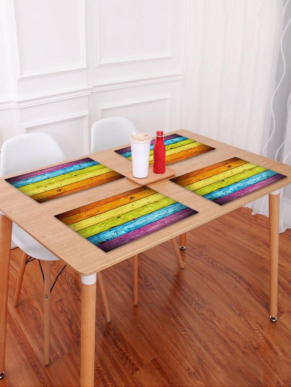 Set de Table Motif Planches en Bois Colorées - multicolor I W18 X L12 INCH