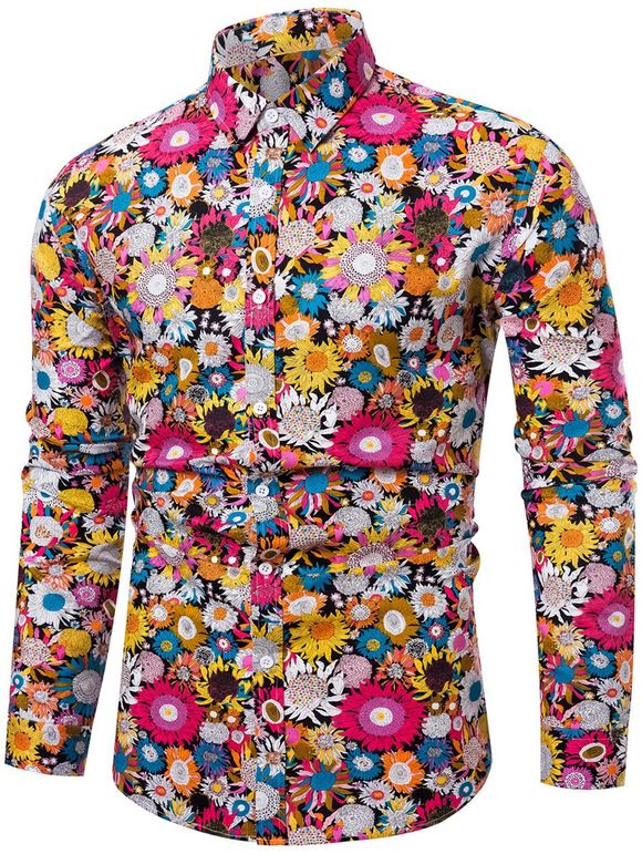 Chemise à manches longues à imprimé floral - multicolor 2XL