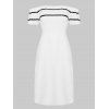 Robe bicolore à épaules dénudées - Blanc 2XL