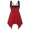 Débardeur Asymétrique Panneau en Dentelle de Grande Taille - Rouge Vineux 4X