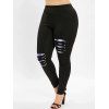 Legging Déchiré Panneau à Carreaux de Grande Taille - multicolor B 5X
