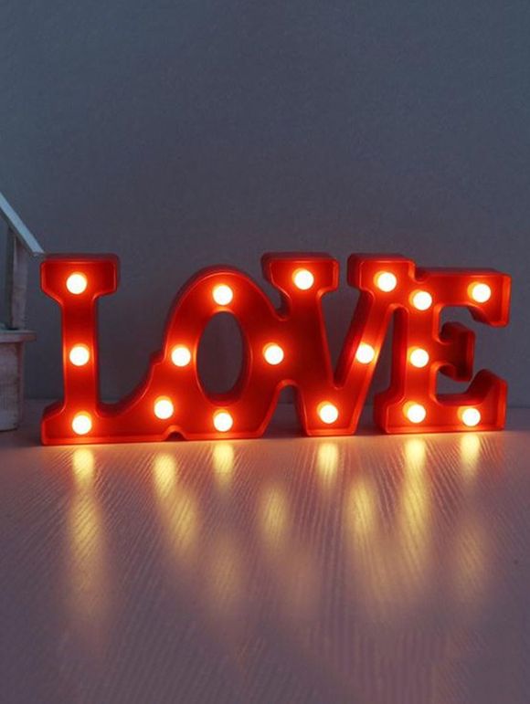 Lampe de Nuit LED Motif Inscription LOVE pour la Saint-Valentin - Rouge 