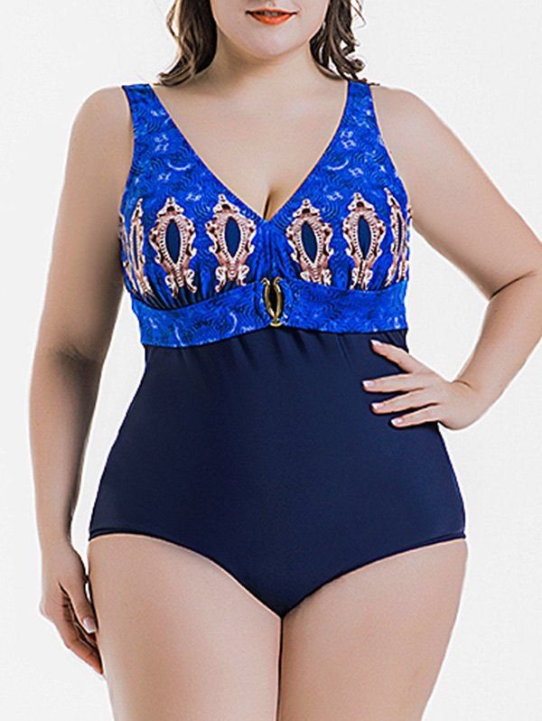 low cut one piece swimsuit plus size