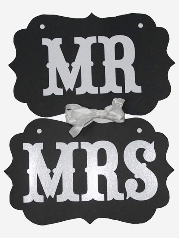 Panneaux à Suspendre à la Chaise Motif Mr et Mrs - Noir 