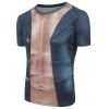 T-shirt 3D Muscle Veste Imprimé Amusant - Paon Bleu 2XL