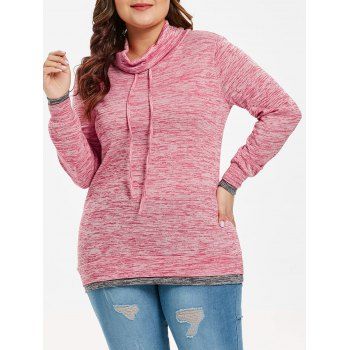 

Drawstring Plus Size Space Dye T-shirt, Deep pink