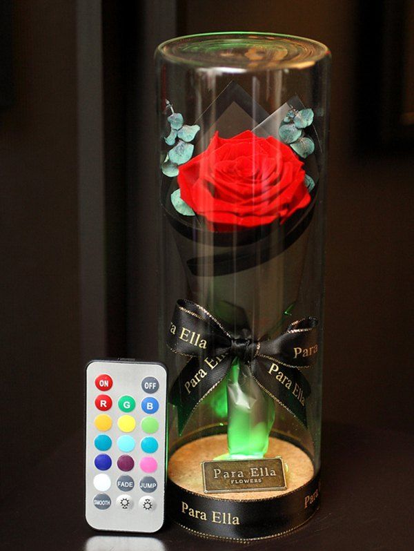 

Valentines Day Artificial Rose Flower with LED Light, Lava red