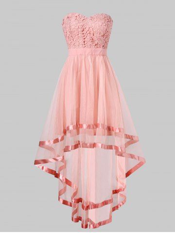 Strapless High Low Maxi Evening Dress