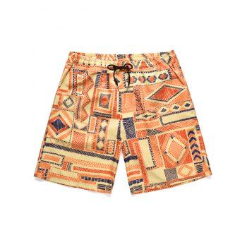 

Low Waist Geometric Print Beach Shorts, Orange