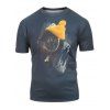 T-shirt Chiot Mignon Imprimé à Manches Courtes - Paon Bleu XS