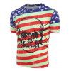 T-shirt Drapeau Américain Crâne Imprimée à Manches Courtes - Rouge XS