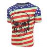 T-shirt Drapeau Américain Crâne Imprimée à Manches Courtes - Rouge M