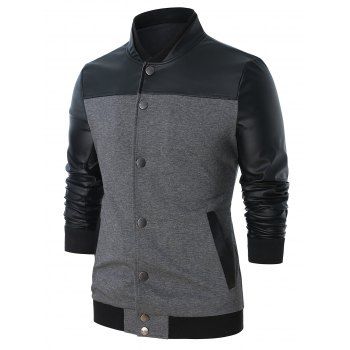 

Panel Snap Button Front Pocket Jacket, Multicolor