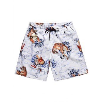 

Low Waist Tiger Print Board Shorts, White