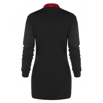 

Zipper Embellished Long Sleeve Asymmetrical T-shirt, Black