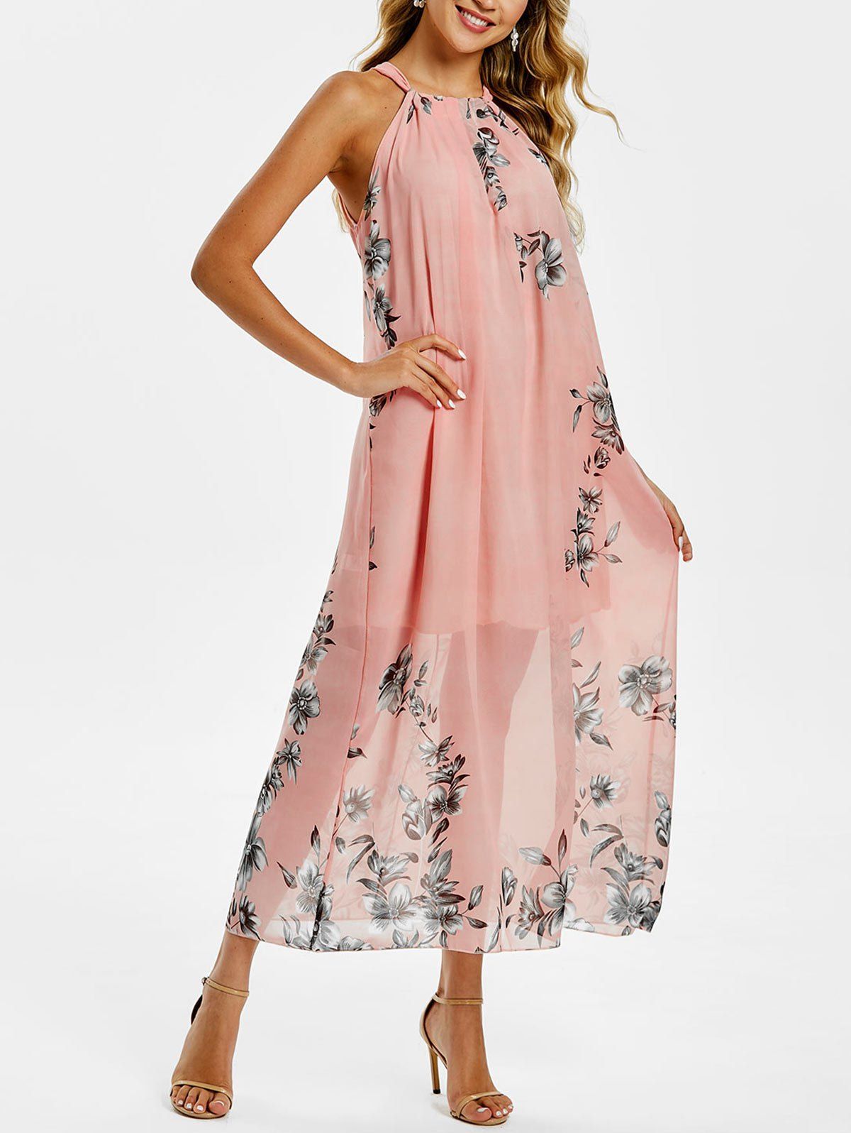 pink maxi beach dress