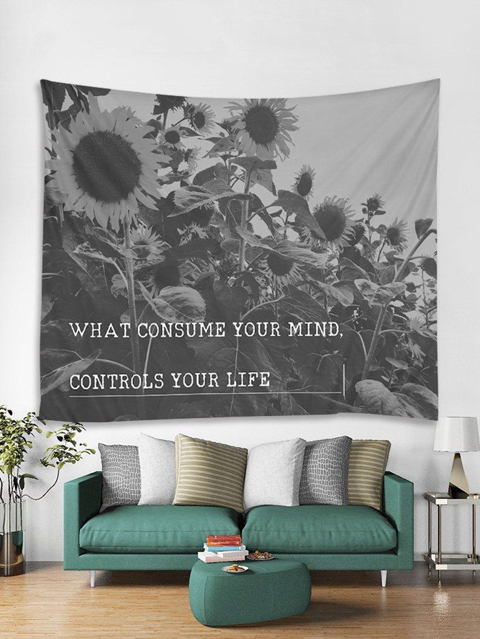 

Vintage Sunflower Tapestry Art Decoration, Cloudy gray