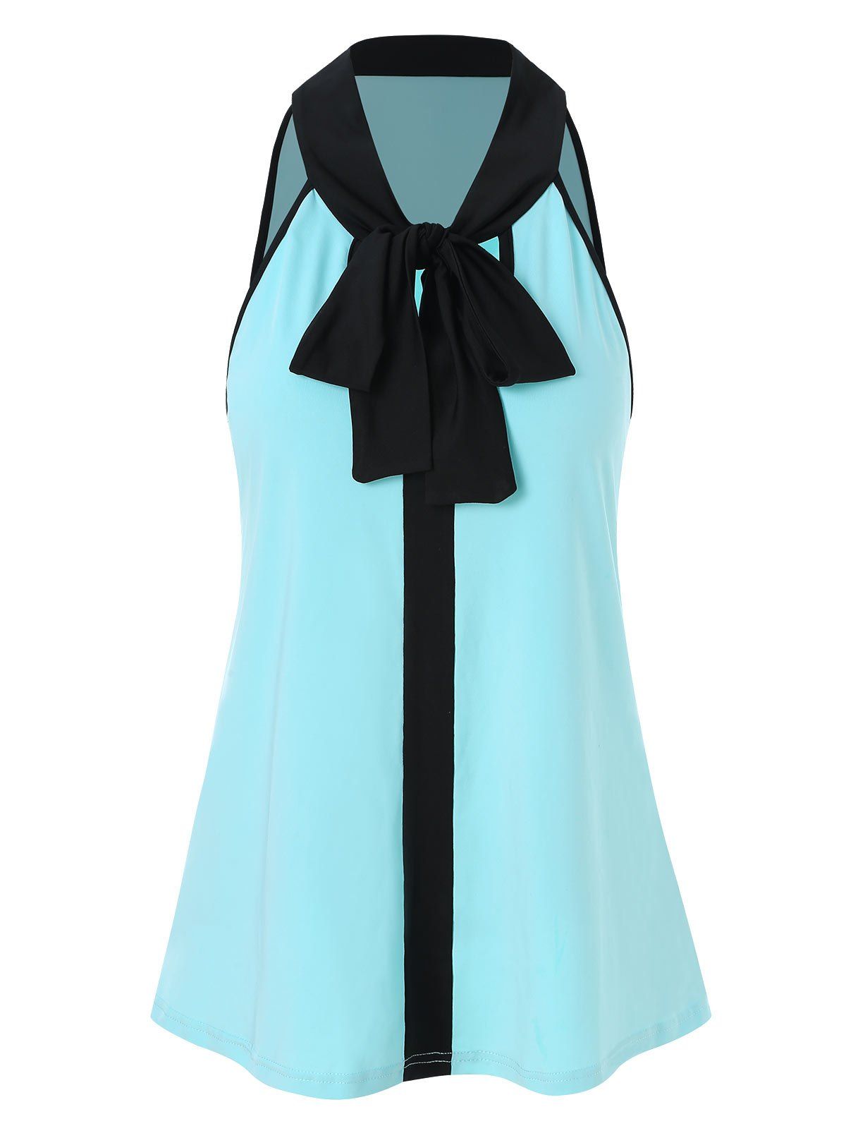 

Two Tone Bowknot Tank Top, Blue zircon