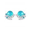 Boucles d'Oreilles Rondes Nœud Papillon Design avec Strass - Bleu Océan 
