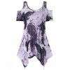 T-shirt Asymétrique Tie-Dye à épaules Nues - Violet clair M