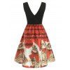 Christmas Cats Musical Notes Print Sleeveless Dress - RED XL