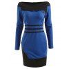 Robe moulante à blocs de couleurs et manches longues - Bleu Lierre S