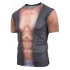 T-shirt 3D Muscle Imprimé à Manches Courtes - Gris Foncé XL