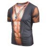 T-shirt 3D Muscle Imprimé à Manches Courtes - Gris Foncé XS