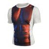 T-shirt 3D Muscle Imprimé à Manches Courtes - Blanc 2XL