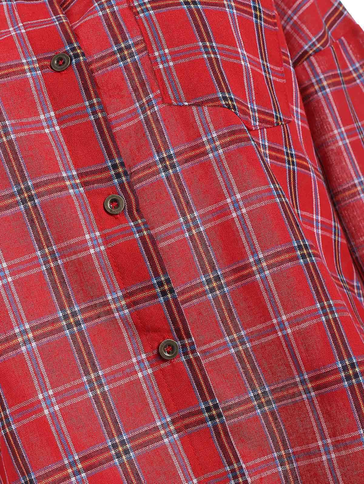 [33% OFF] 2020 Drop Shoulder Plaid Chest Pocket Shirt In RED | DressLily