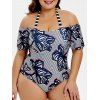 Plus Size Halter rayé Imprimer maillot de bain - multicolor 1X