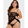 Plus Size Halter Neck Lace Babydoll - BLACK L