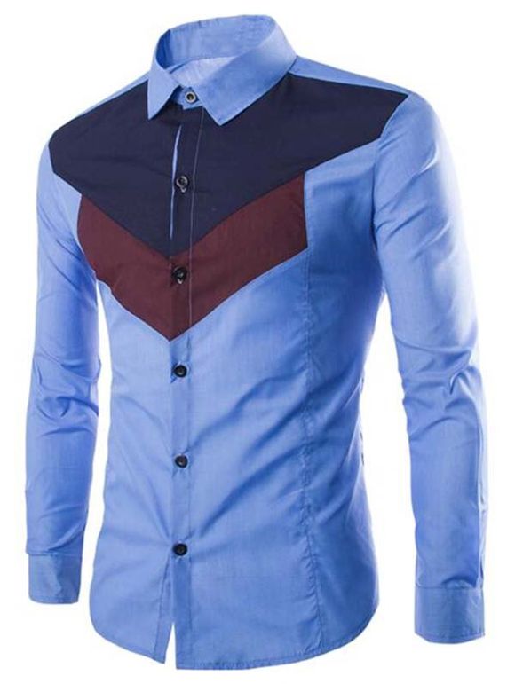 Chemise boutonnée à manches longues - Ciel Bleu Foncé XS
