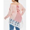 T-shirt en Maille Jointive Noué en Arrière Grande Taille - Cerisier Rose L