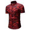 Chemise Boutonnée Feuille de Palmier Imprimée - Rouge XL