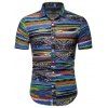 Chemise Souple Cachemire Imprimé à Manches Courtes - Bleu M