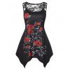 Débardeur Panneau en Dentelle Rose Imprimée de Grande Taille - Noir 1X