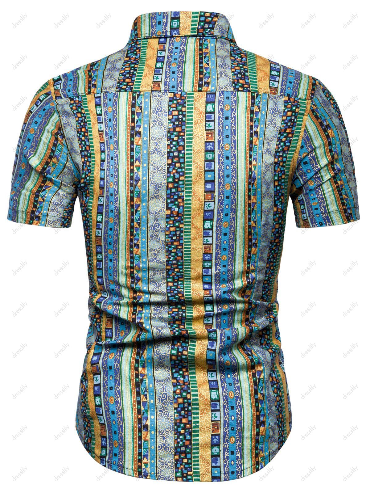 31 Off 2021 Jacquard Print Short Sleeve Shirt In Blue Dresslily 7386